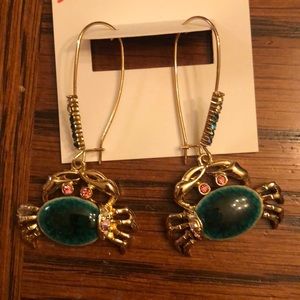 Betsey Johnson stone crab long drop earrings